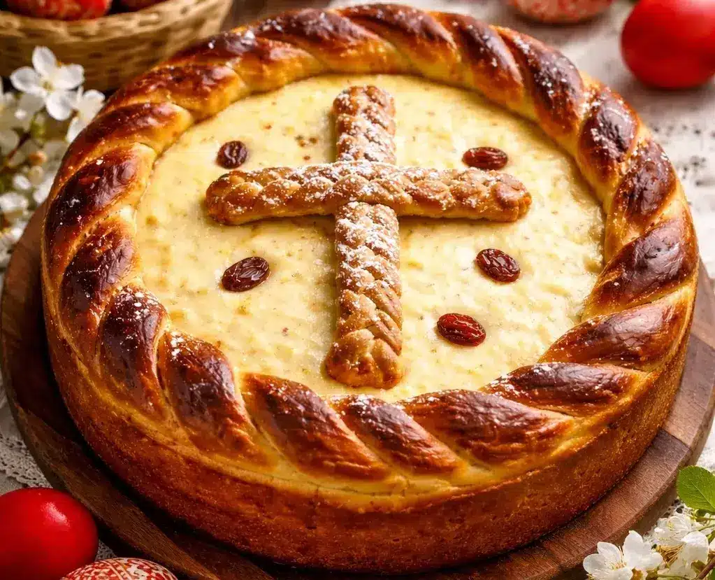 Pasca tradițională cu brânză dulce 1 pască tradițională cu brânză dulce
