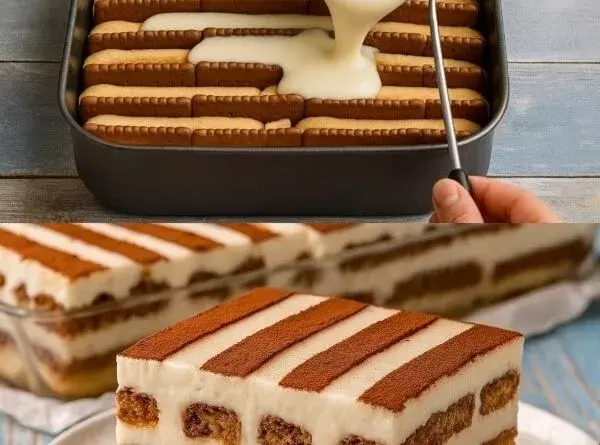 Prăjitură fără coacere cu biscuiți și budincă de vanilie