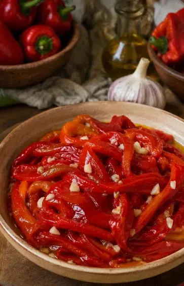 Salată de ardei copți cu usturoi