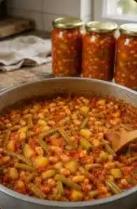 Tocană de dovlecei și fasole verde pentru iarnă